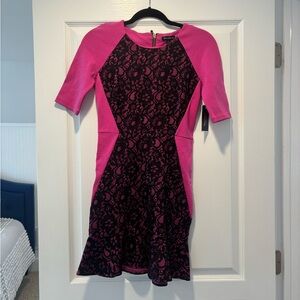 Juicy Couture Pink and Black Lace Dress